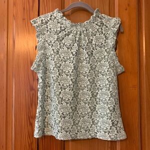 Anthropologie- Dolan Left Coast Sleeveless Floral Lace Mint Green Top Size: L